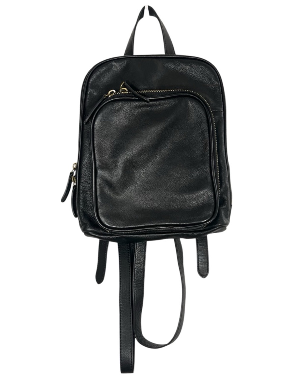 Margot Mini Backpack Black Soft Pebble Leather Moto Zip Around Pockets
